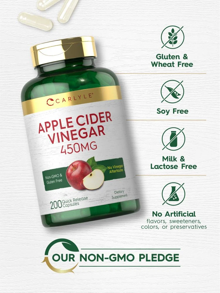 Apple Cider Vinegar 450mg | 200 Capsules - Image 5