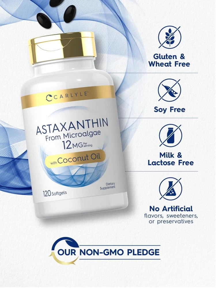 Astaxanthin 12mg per serving with Coconut Oil | 120 Softgels - Image 4