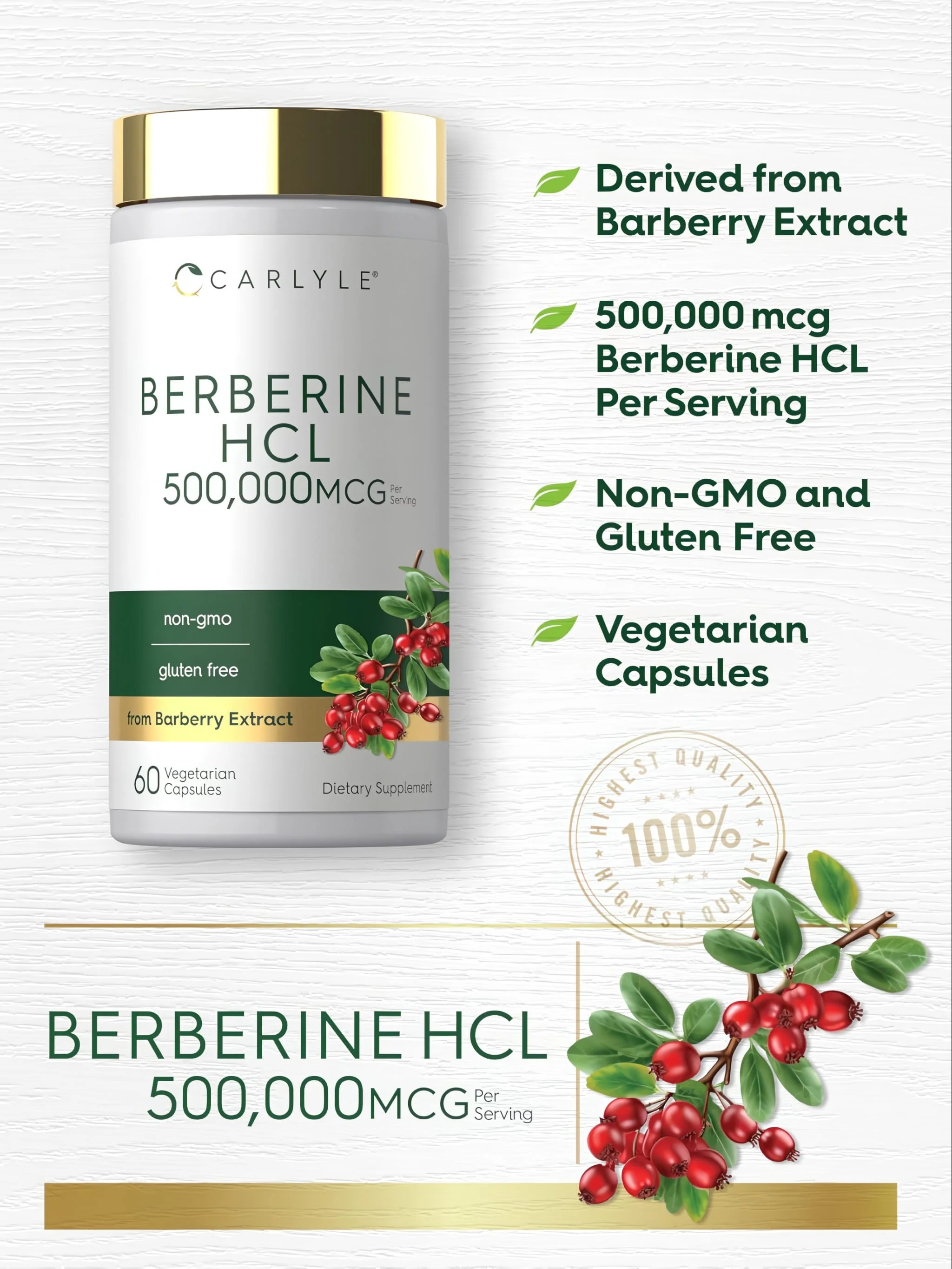Berberine 500000mcg per serving | 60 Capsules - Image 4