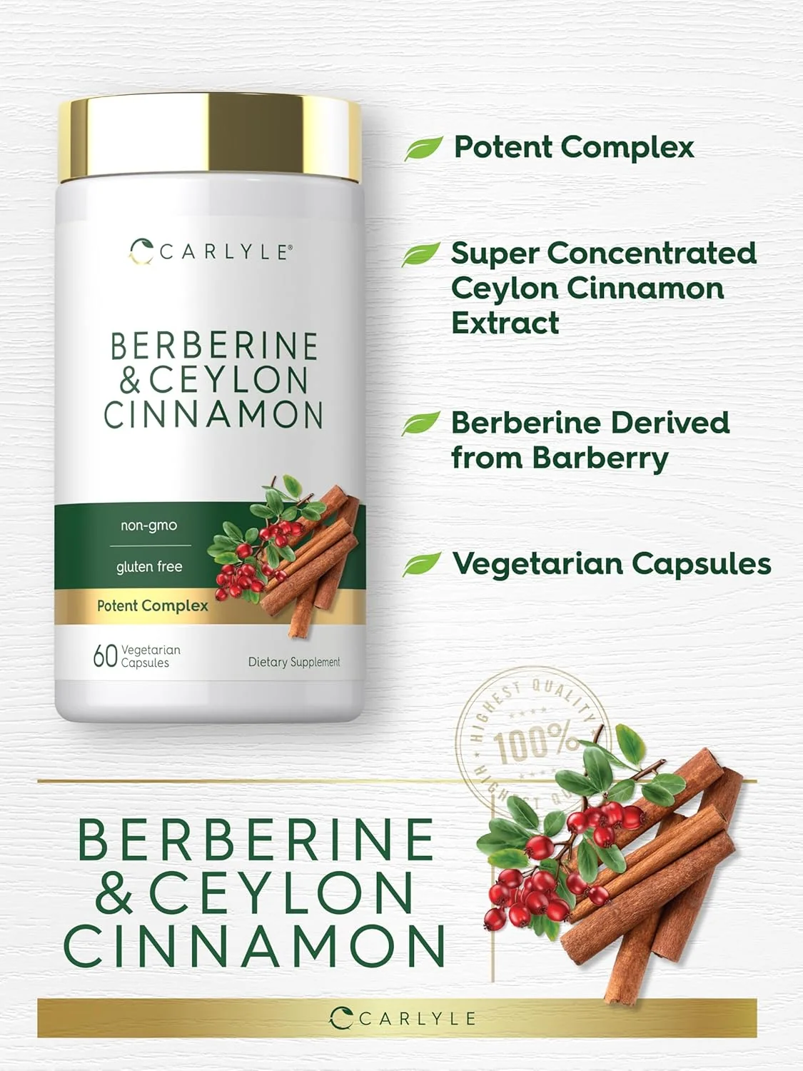 Berberine with Ceylon Cinnamon | 60 Capsules - Image 4