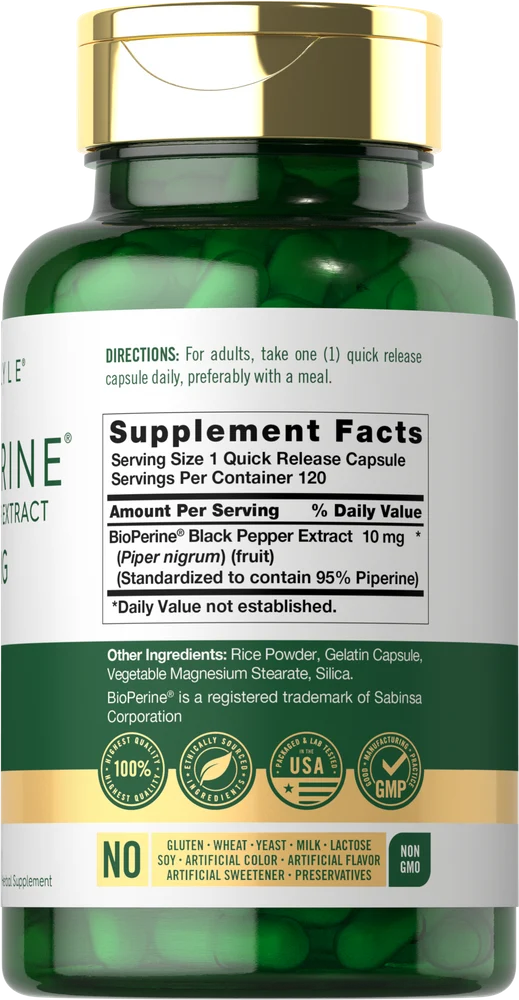 Bioperine 10mg | 120 Capsules - Image 2