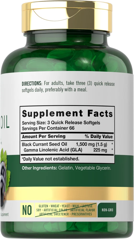 Black Currant Oil 1500mg per serving | 200 Softgels - Image 2
