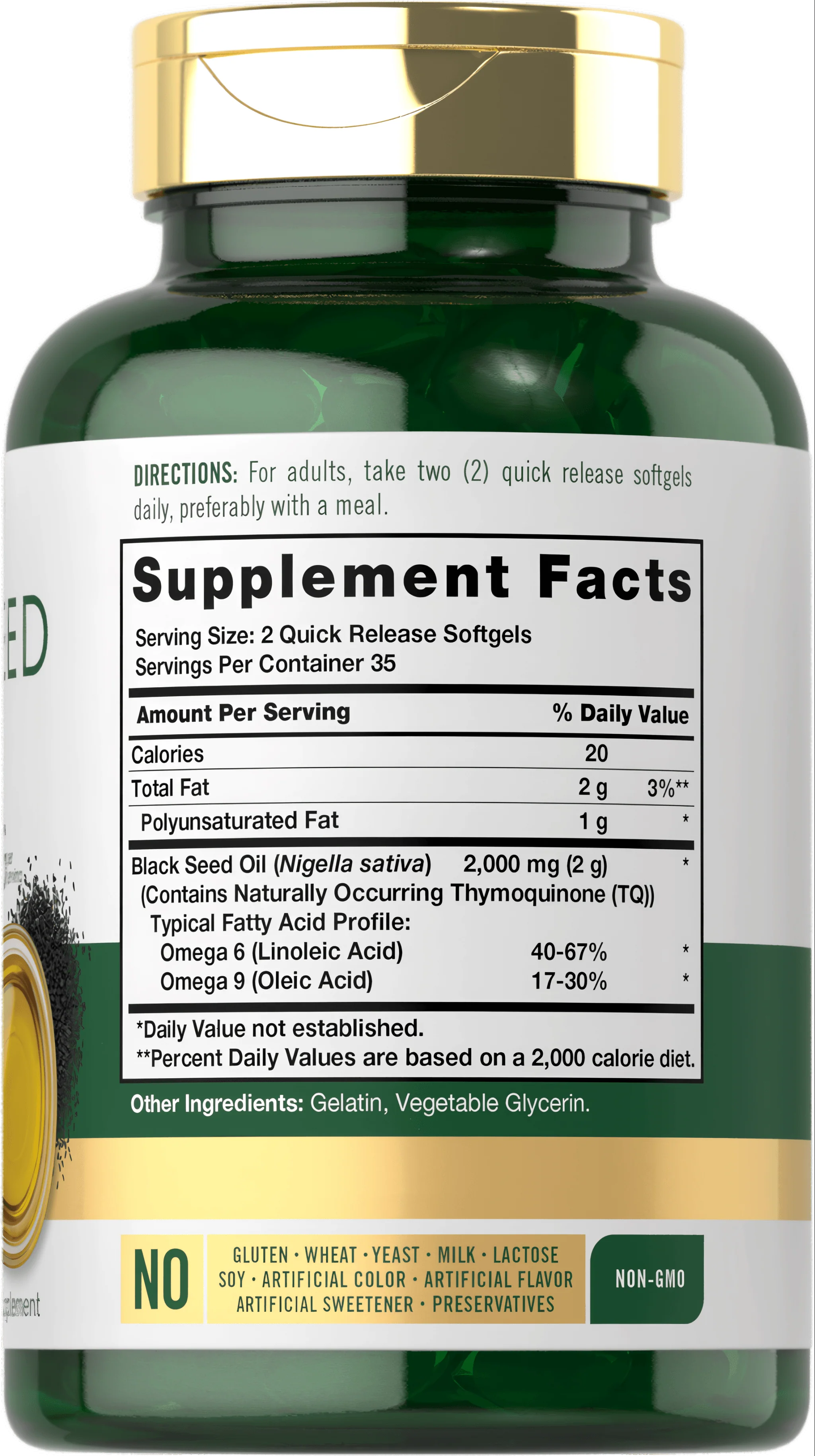 Black Seed Oil 2000mg per serving | 70 Softgels - Image 2
