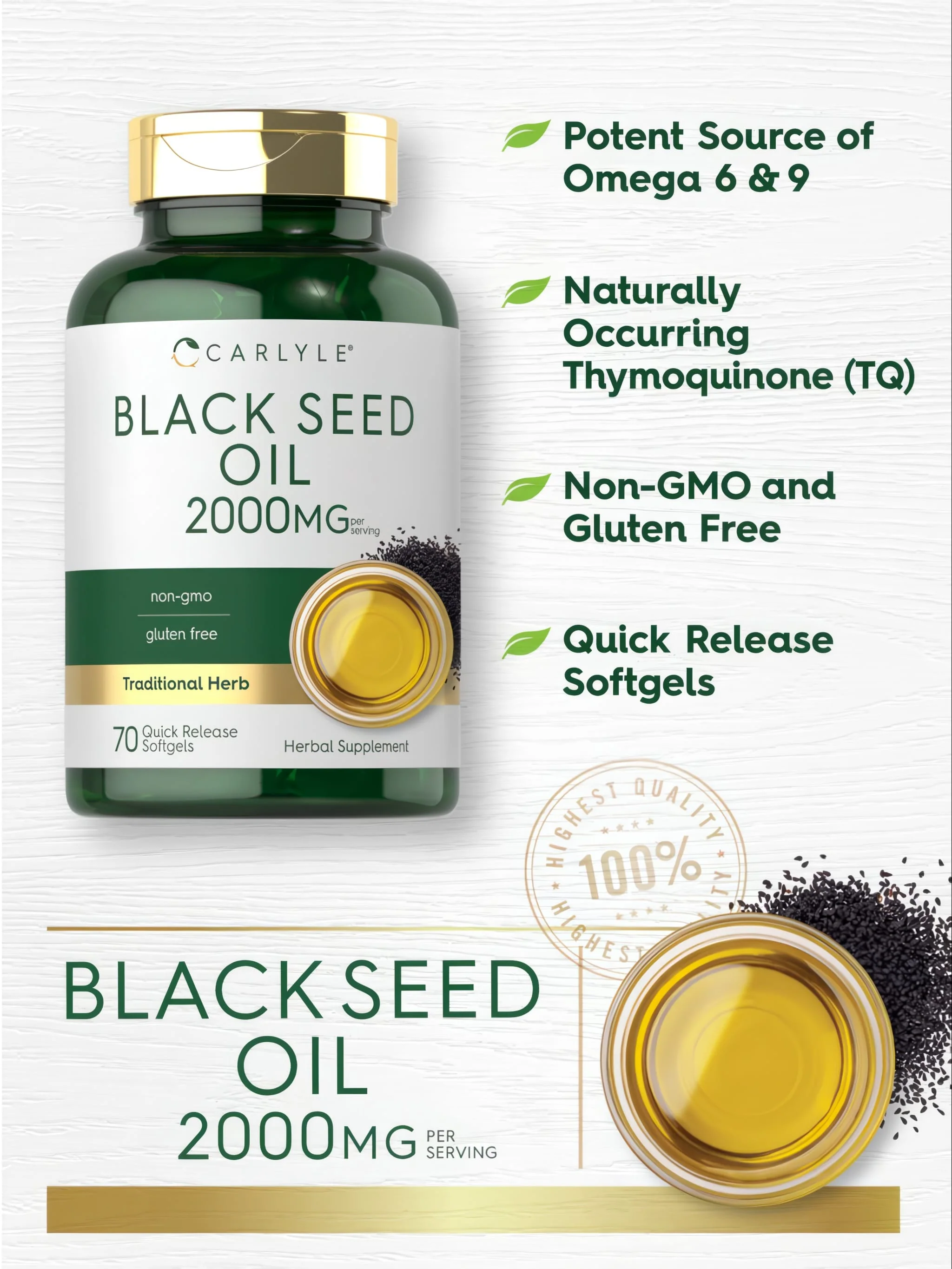 Black Seed Oil 2000mg per serving | 70 Softgels - Image 4