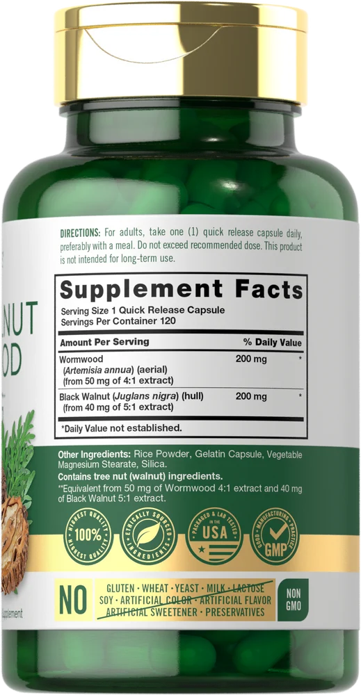 Black Walnut Wormwood | 120 Capsules - Image 2