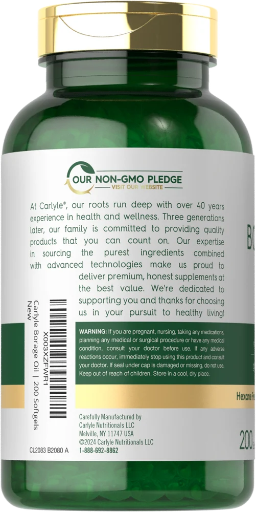 Borage Oil 2000mg per serving | 200 Softgels - Image 3