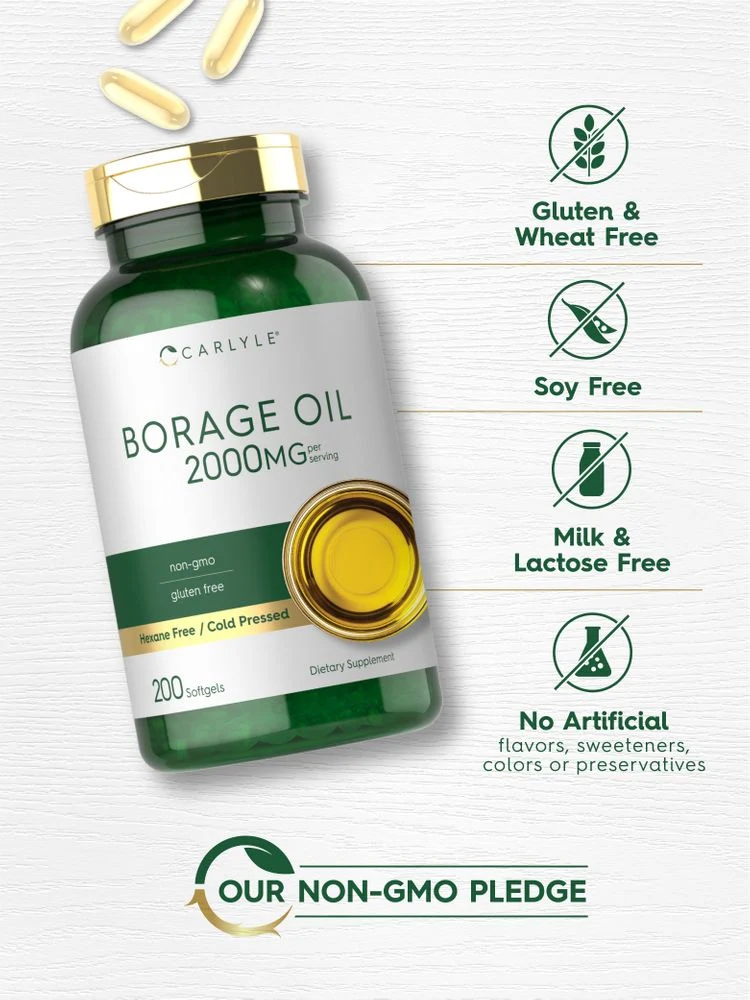 Borage Oil 2000mg per serving | 200 Softgels - Image 5