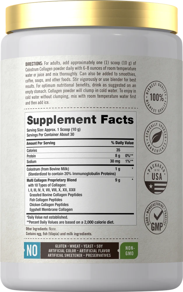 Bovine Colostrum & Collagen Powder 10.58 Oz | Unflavored - Image 2