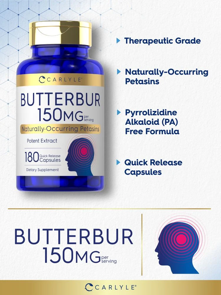 Butterbur Extract Standardized 150mg per serving | 180 Capsules - Image 3