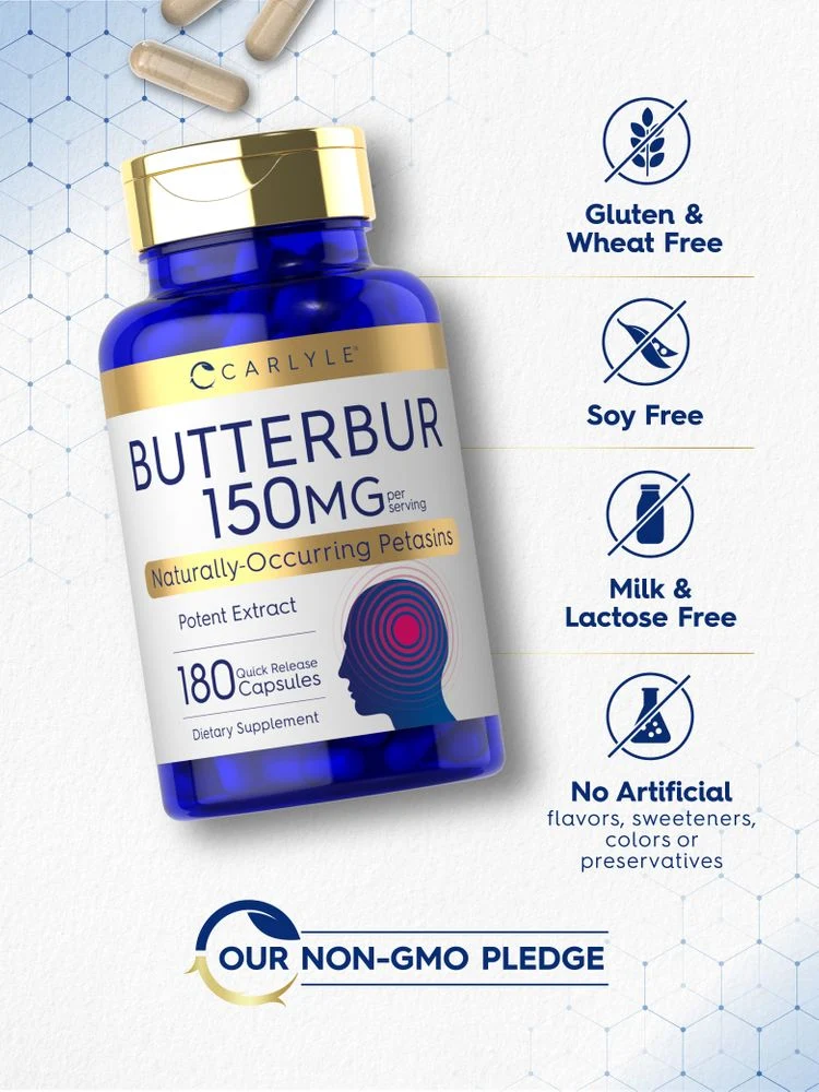 Butterbur Extract Standardized 150mg per serving | 180 Capsules - Image 4