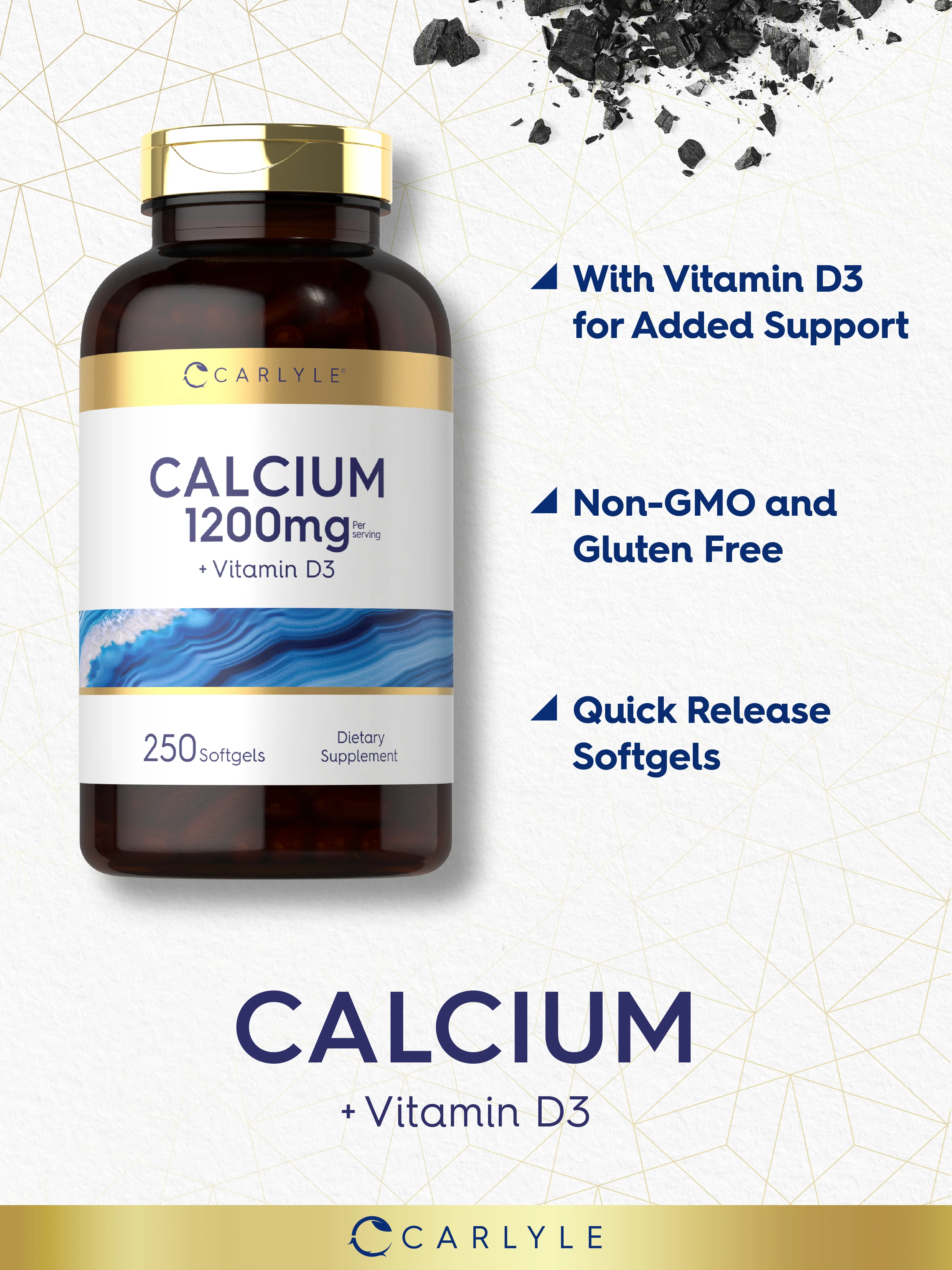 Calcium 1200 mg with Vitamin D3 | 250 Softgels - Image 4