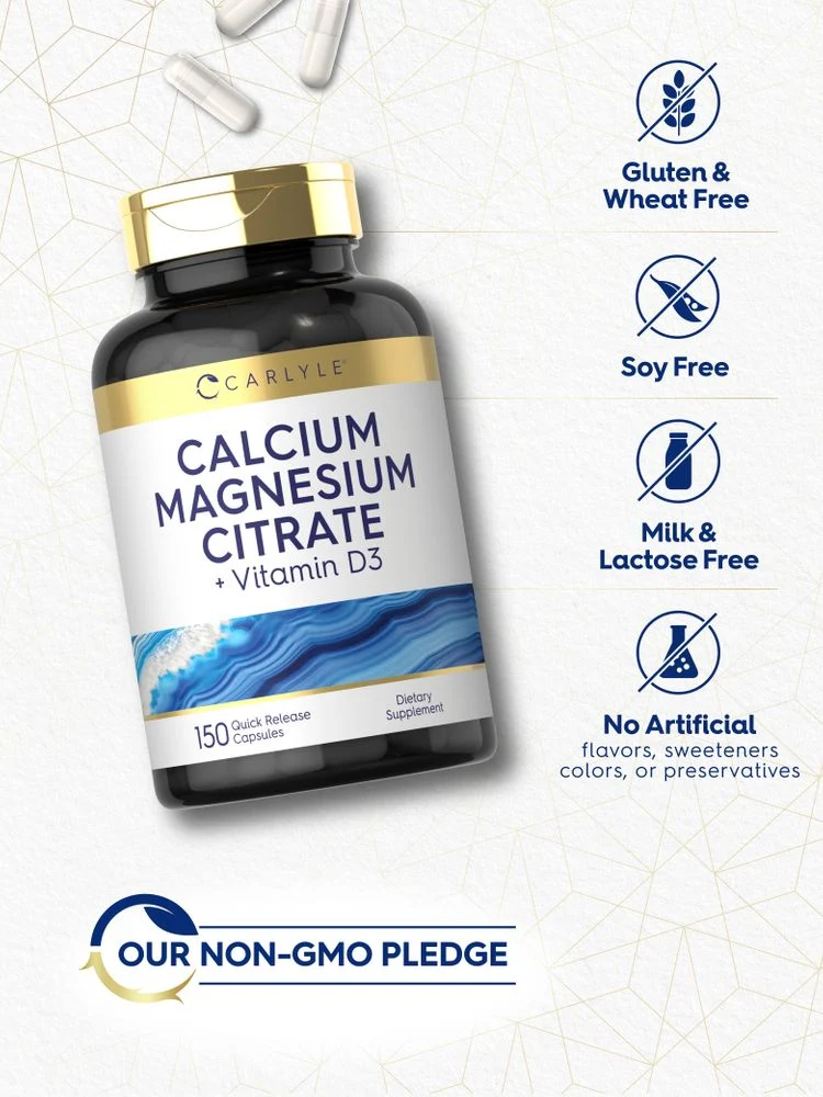Calcium Magnesium Citrate with Vitamin D-3 | 150 Capsules - Image 5