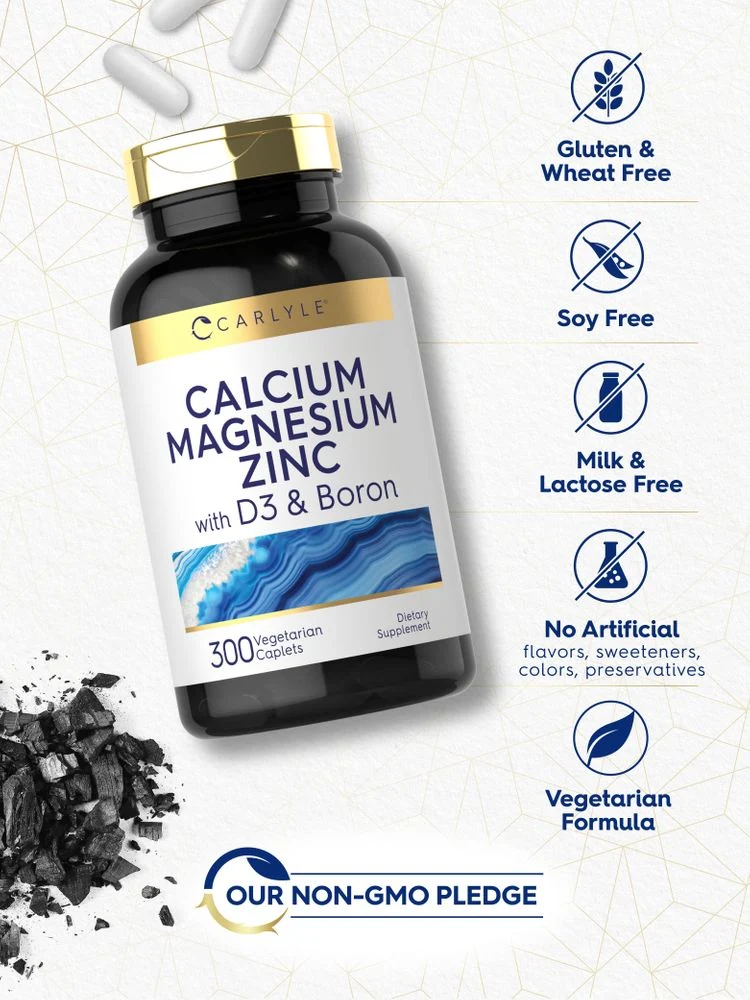 Calcium Magnesium Zinc with Vitamin D3 and Boron | 300 Caplets - Image 5