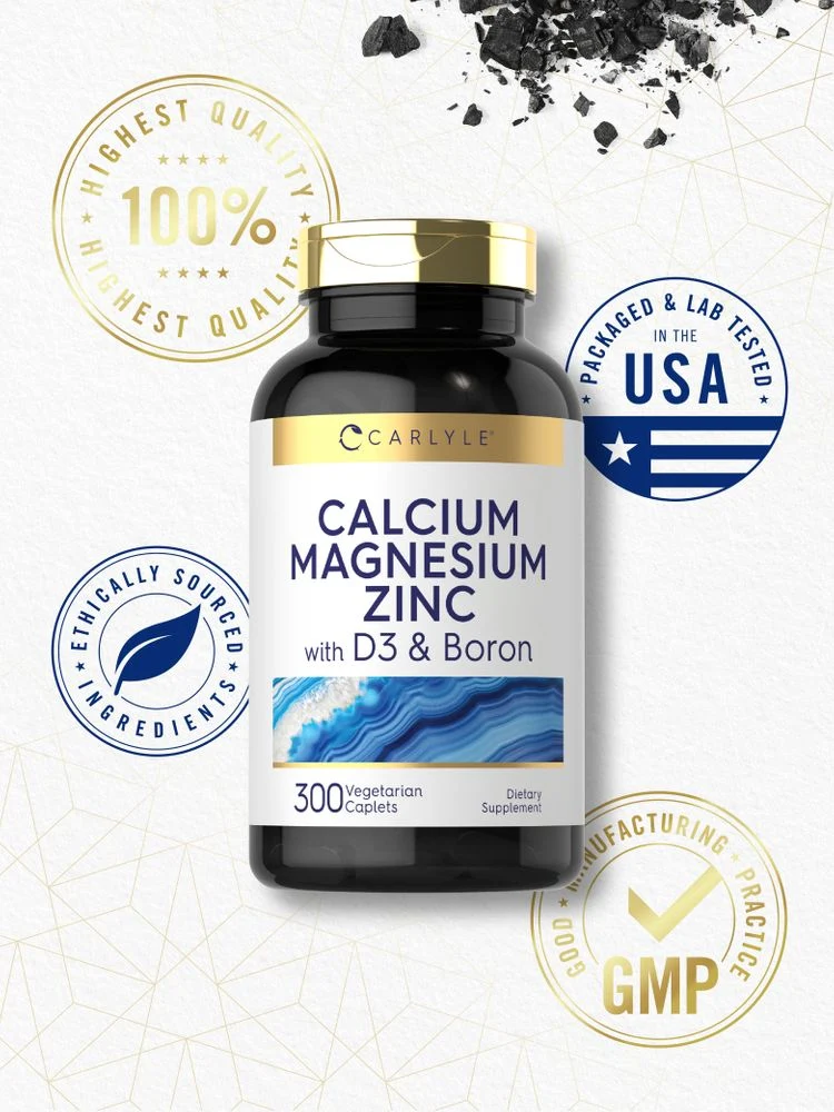 Calcium Magnesium Zinc with Vitamin D3 and Boron | 300 Caplets - Image 6
