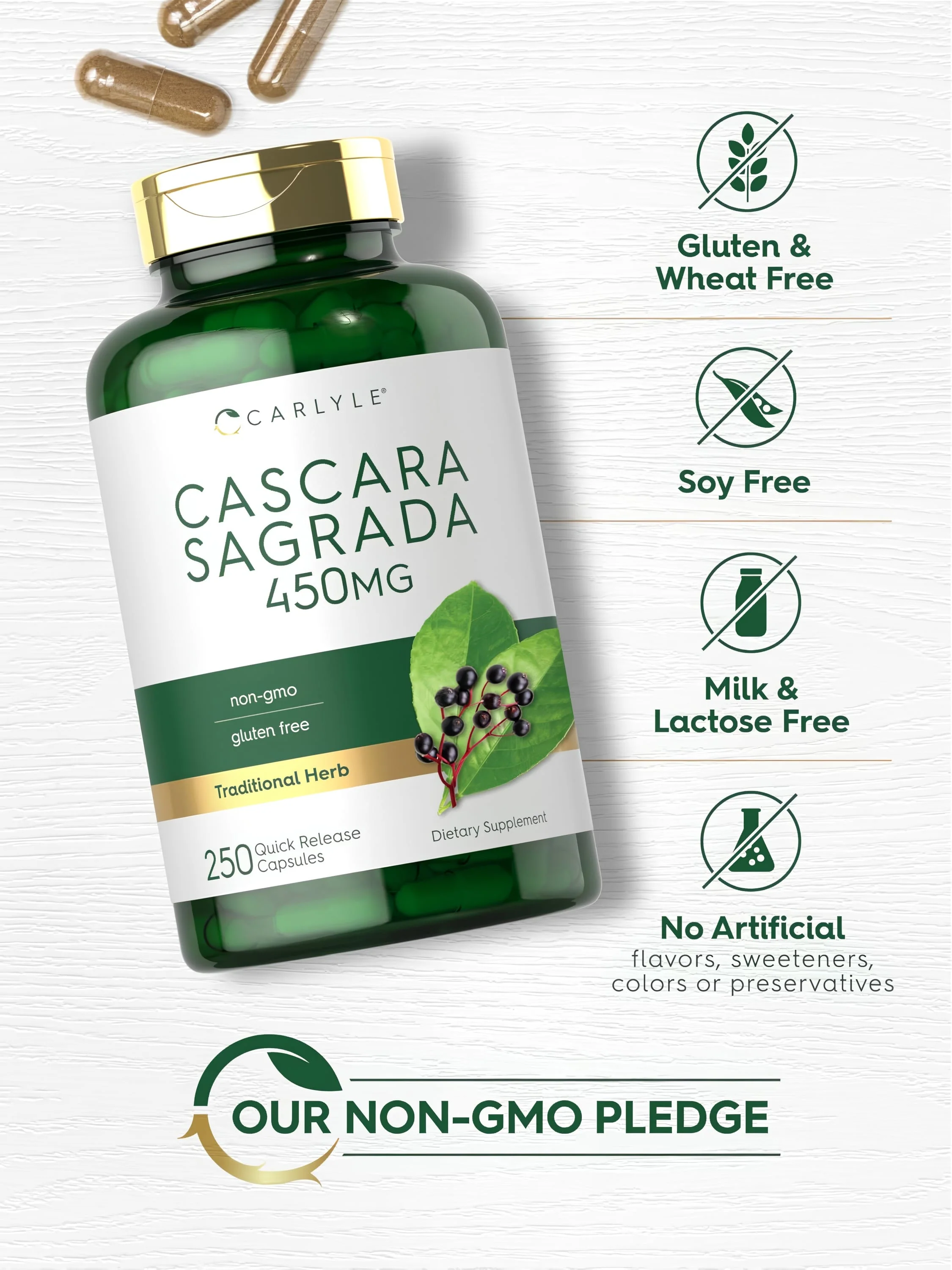 Cascara Sagrada 450mg | 250 Capsules - Image 5