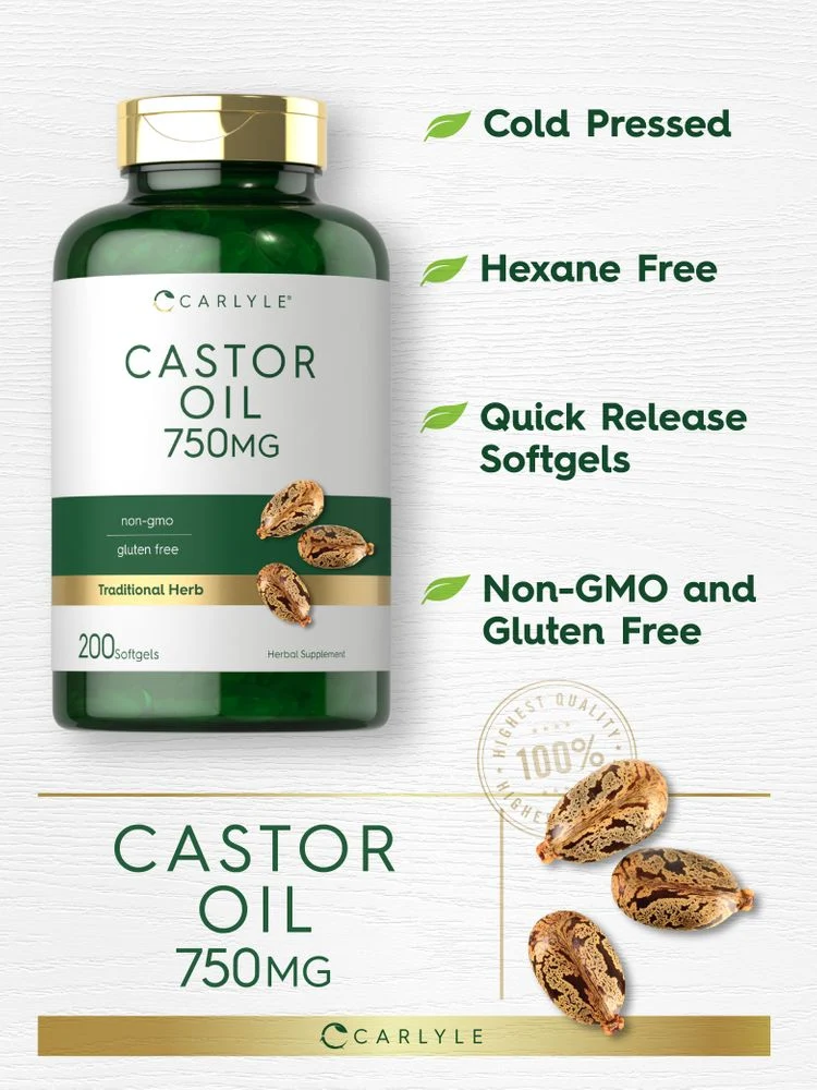 Castor Oil 750mg | 200 Softgels - Image 3