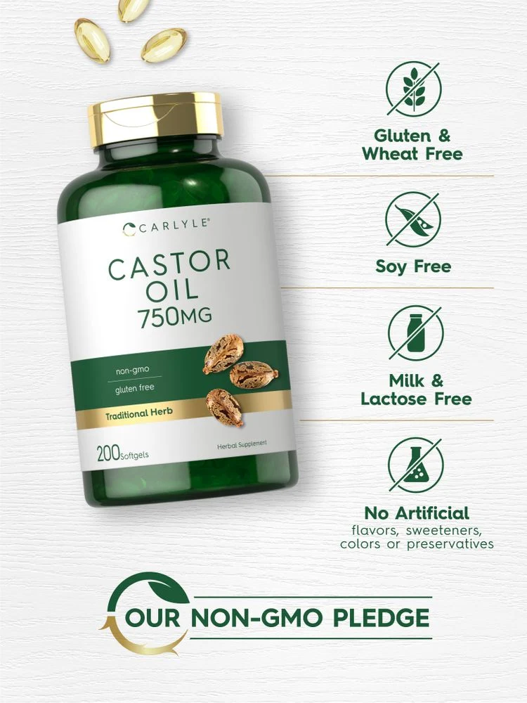 Castor Oil 750mg | 200 Softgels - Image 4