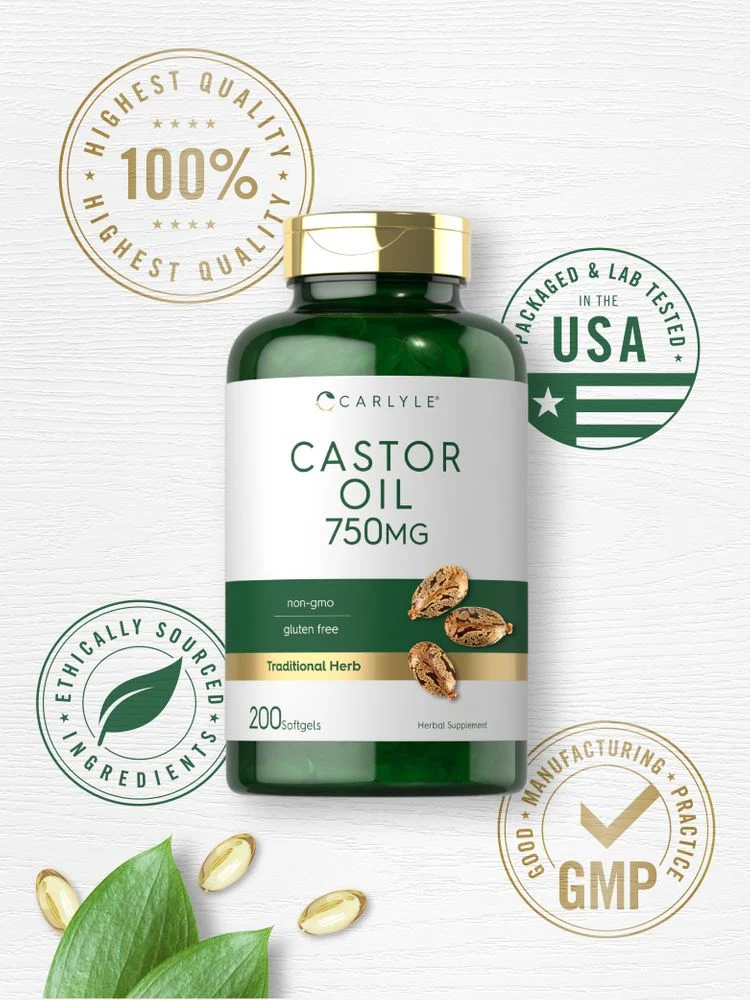 Castor Oil 750mg | 200 Softgels - Image 5