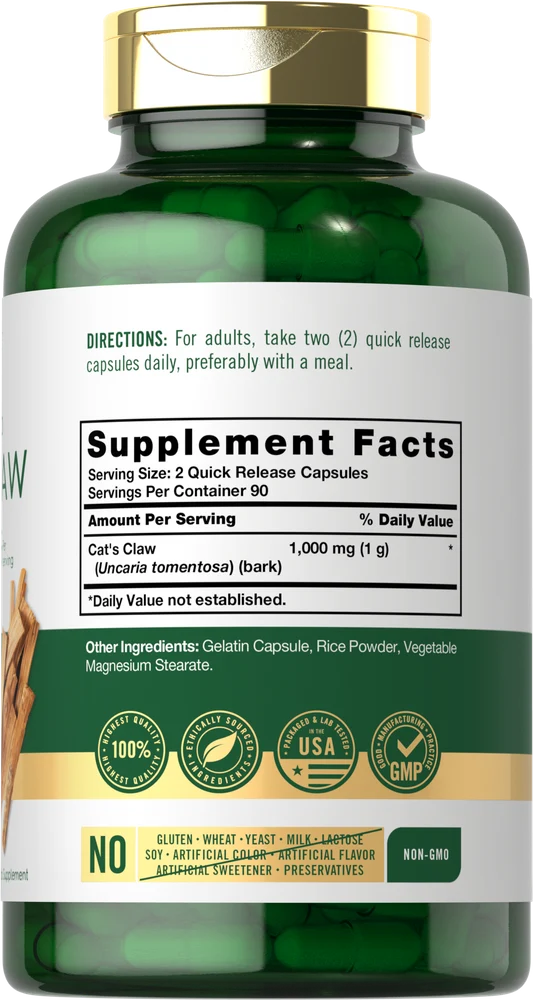 Cat's Claw 1000mg per serving | 180 Capsules - Image 2
