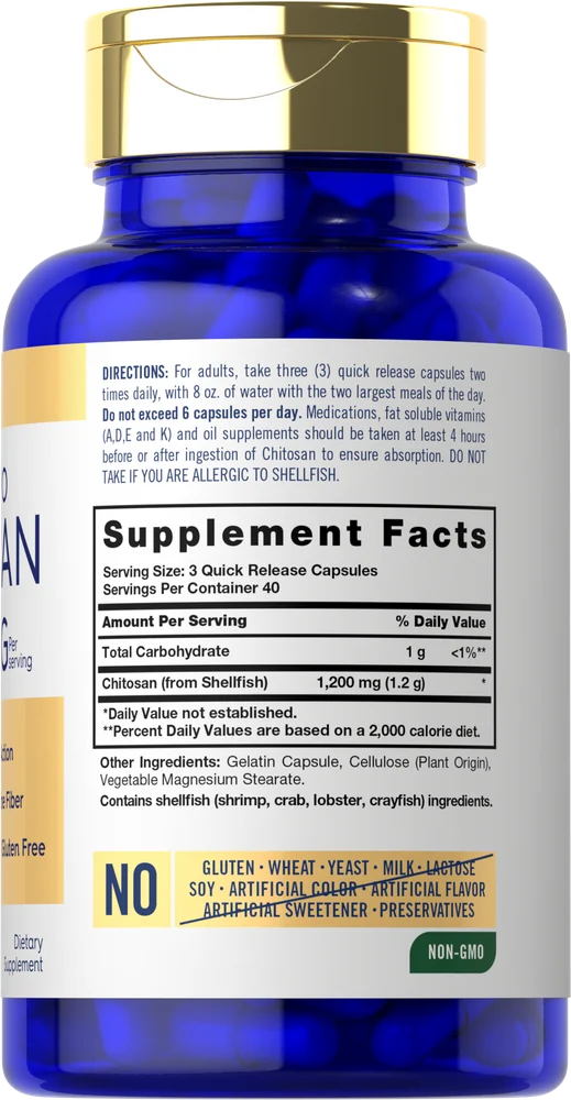 Chitosan 1200mg per serving | 120 Capsules - Image 2