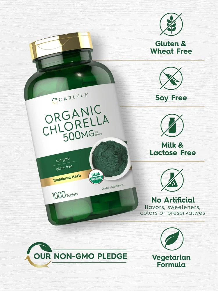 Chlorella 500mg per serving | 1000 Tablets - Image 4