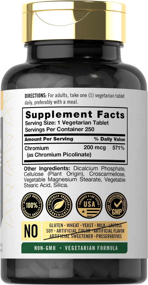 Chromium Picolinate 200mcg | 250 Tablets - Image 2