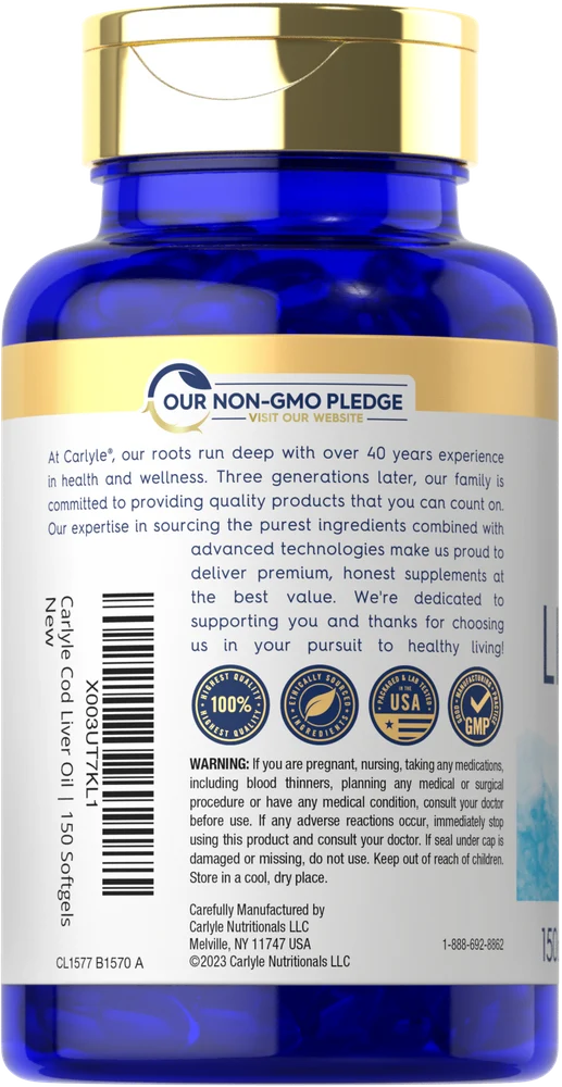Cod Liver Oil 1245mg per serving | 150 Softgels - Image 3