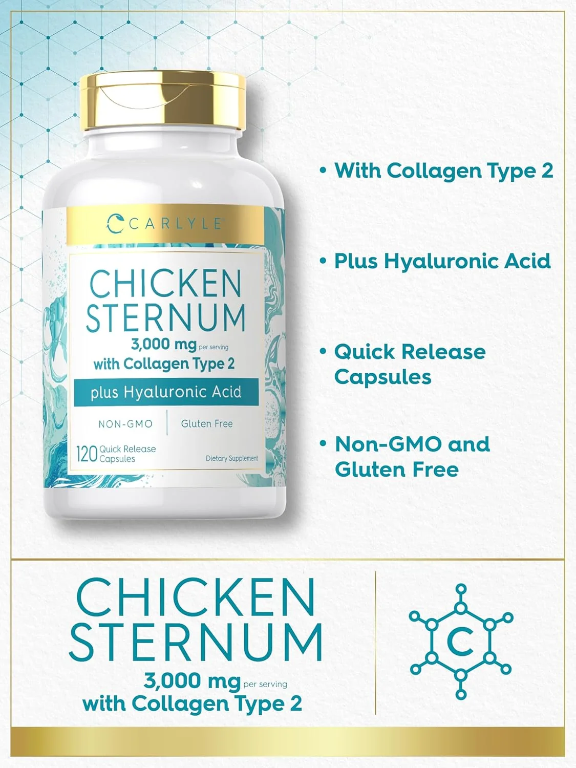 Collagen Chicken Sternum Cartilage 3000mg per serving | 120 Capsules - Image 4