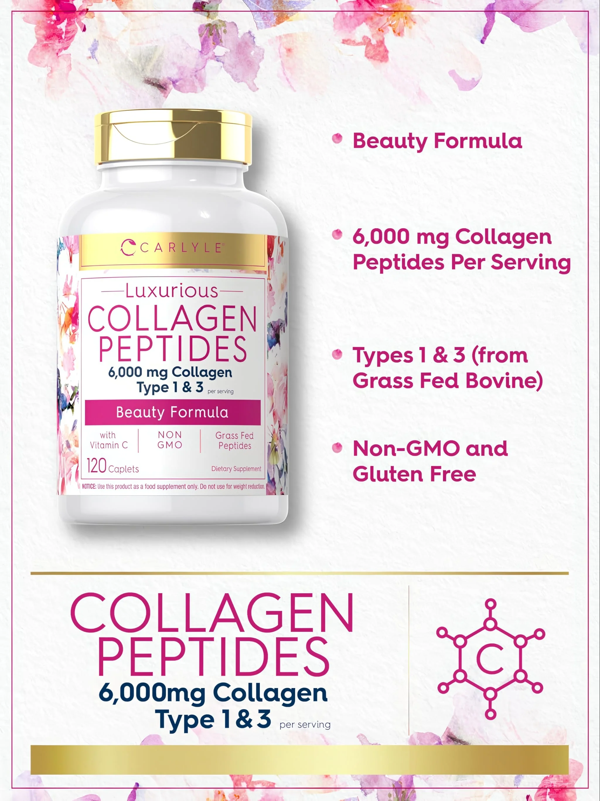 Collagen Peptides with Vitamin C | 120 Caplets - Image 4