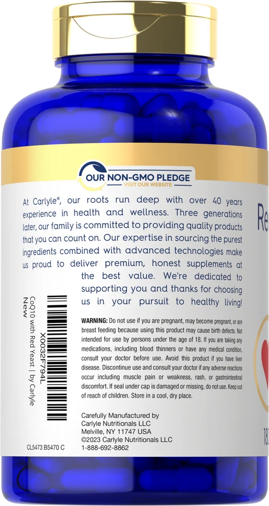 CoQ10 with Red Yeast Rice 1420mg per serving | 180 Capsules - Image 3