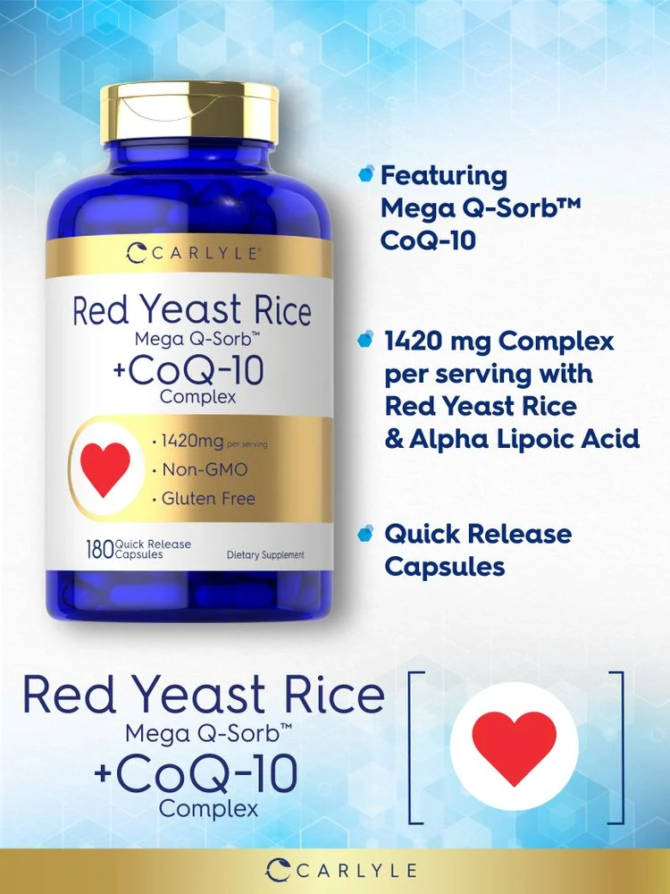 CoQ10 with Red Yeast Rice 1420mg per serving | 180 Capsules - Image 4