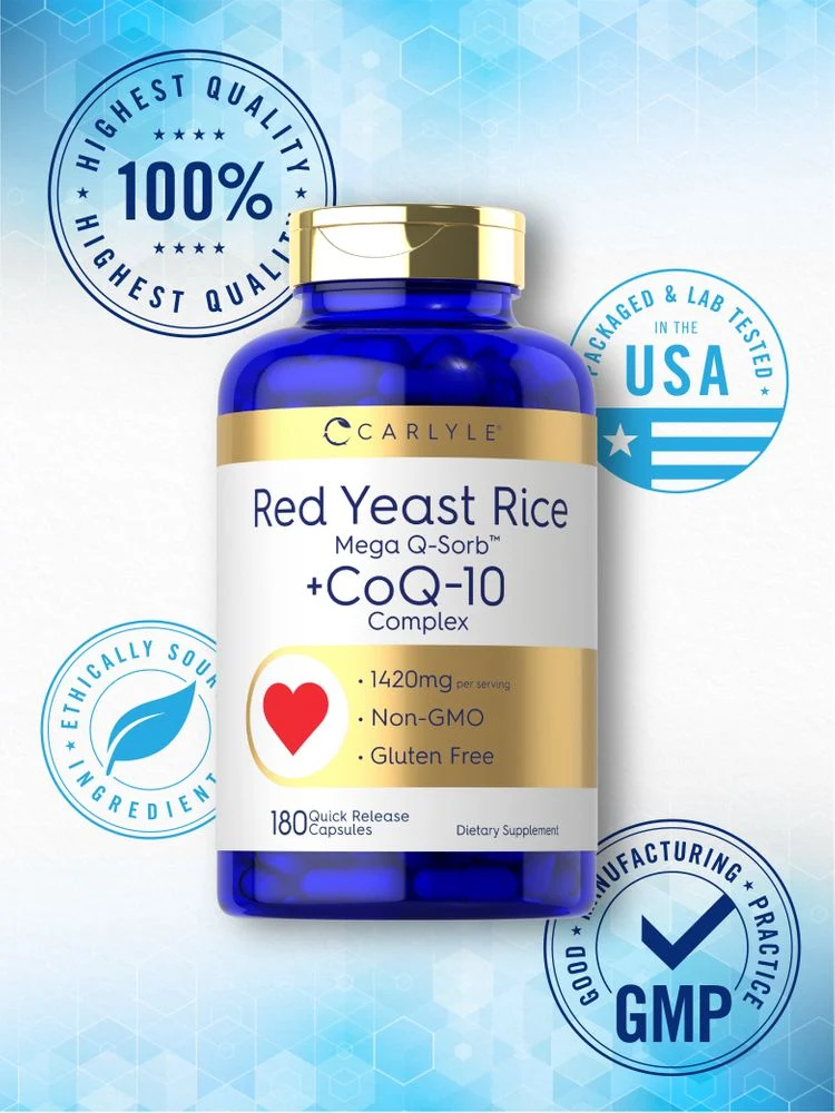 CoQ10 with Red Yeast Rice 1420mg per serving | 180 Capsules - Image 6