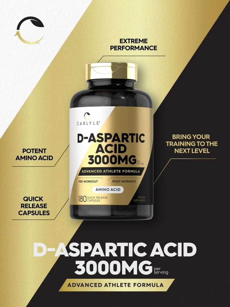 D-Aspartic Acid 3000mg per serving | 180 Capsules - Image 3