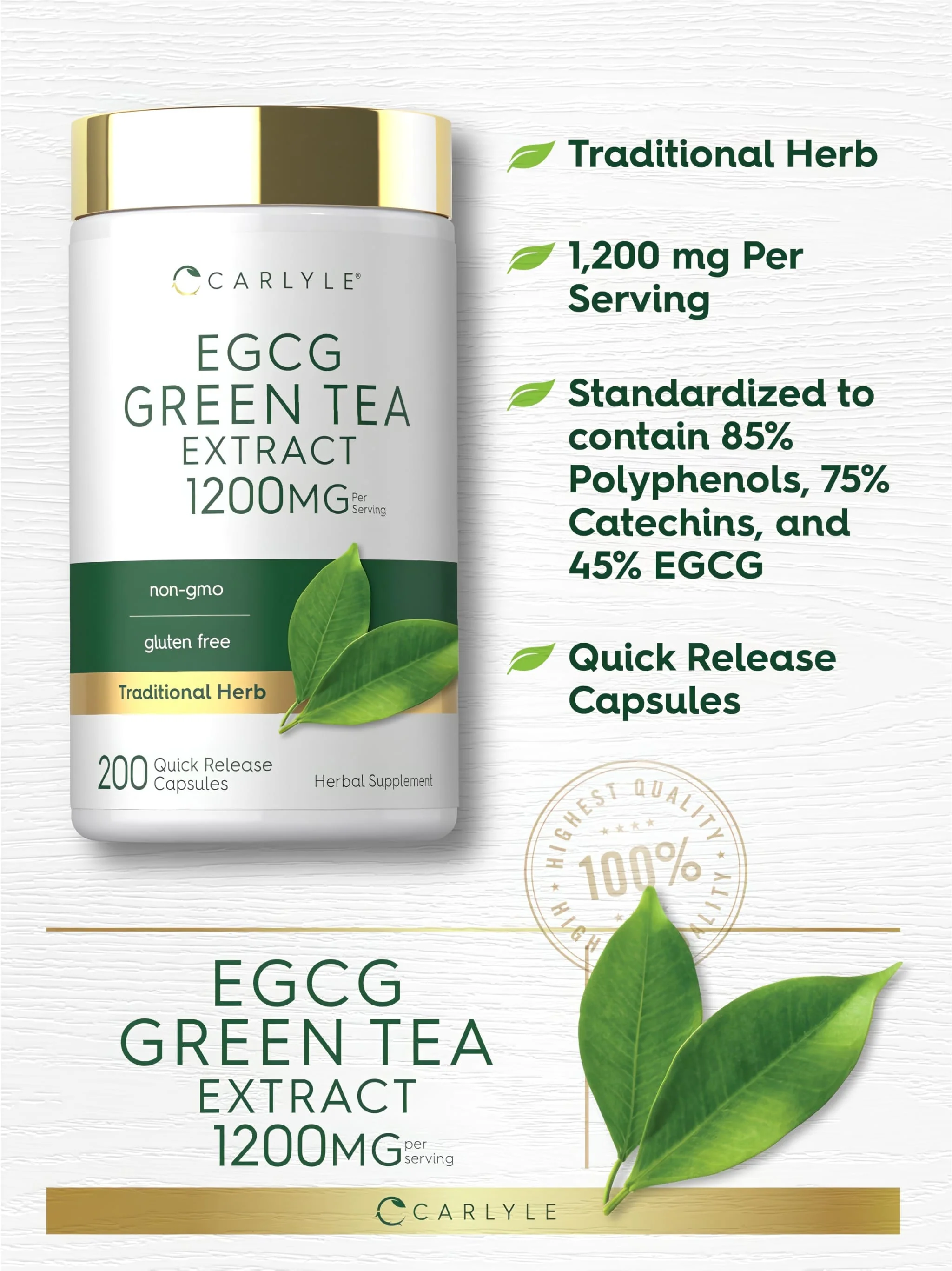 EGCG Green Tea Extract | 200 Capsules - Image 4