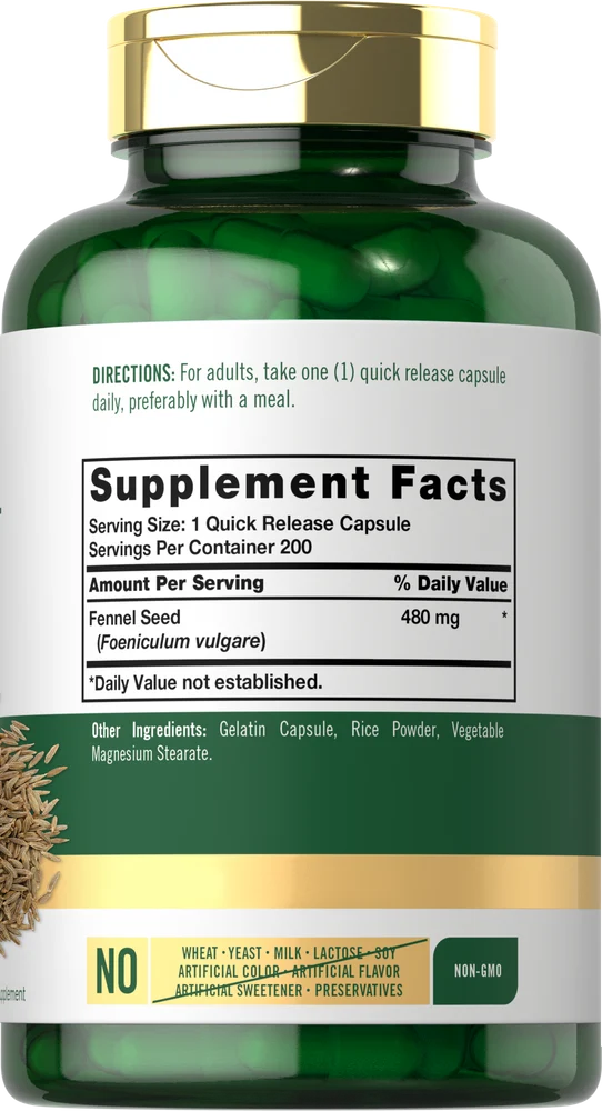 Fennel Seed 480mg | 200 Capsules - Image 2