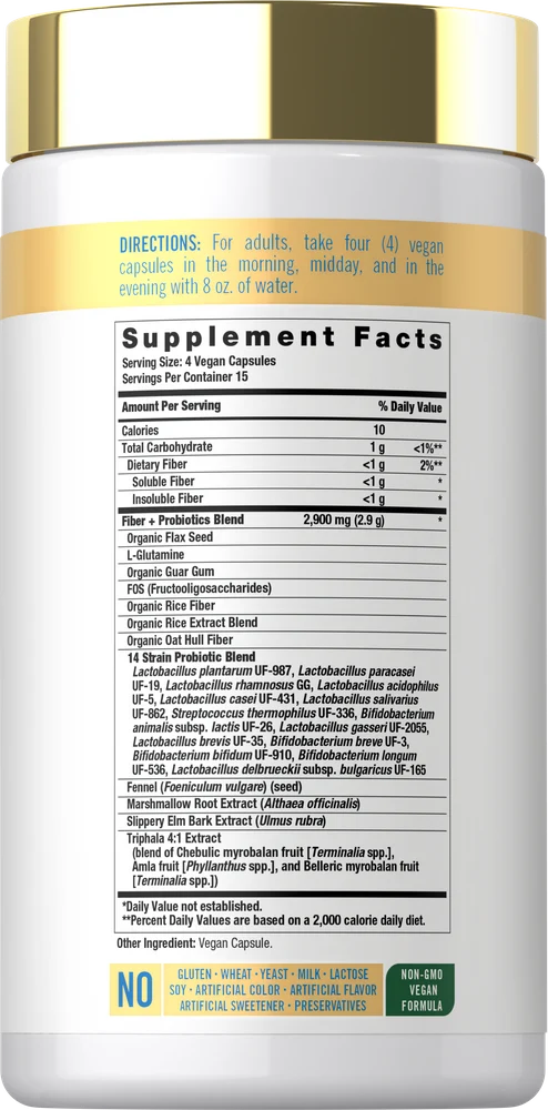Fiber and Probiotic Supplement | 60 Capsules - Image 2