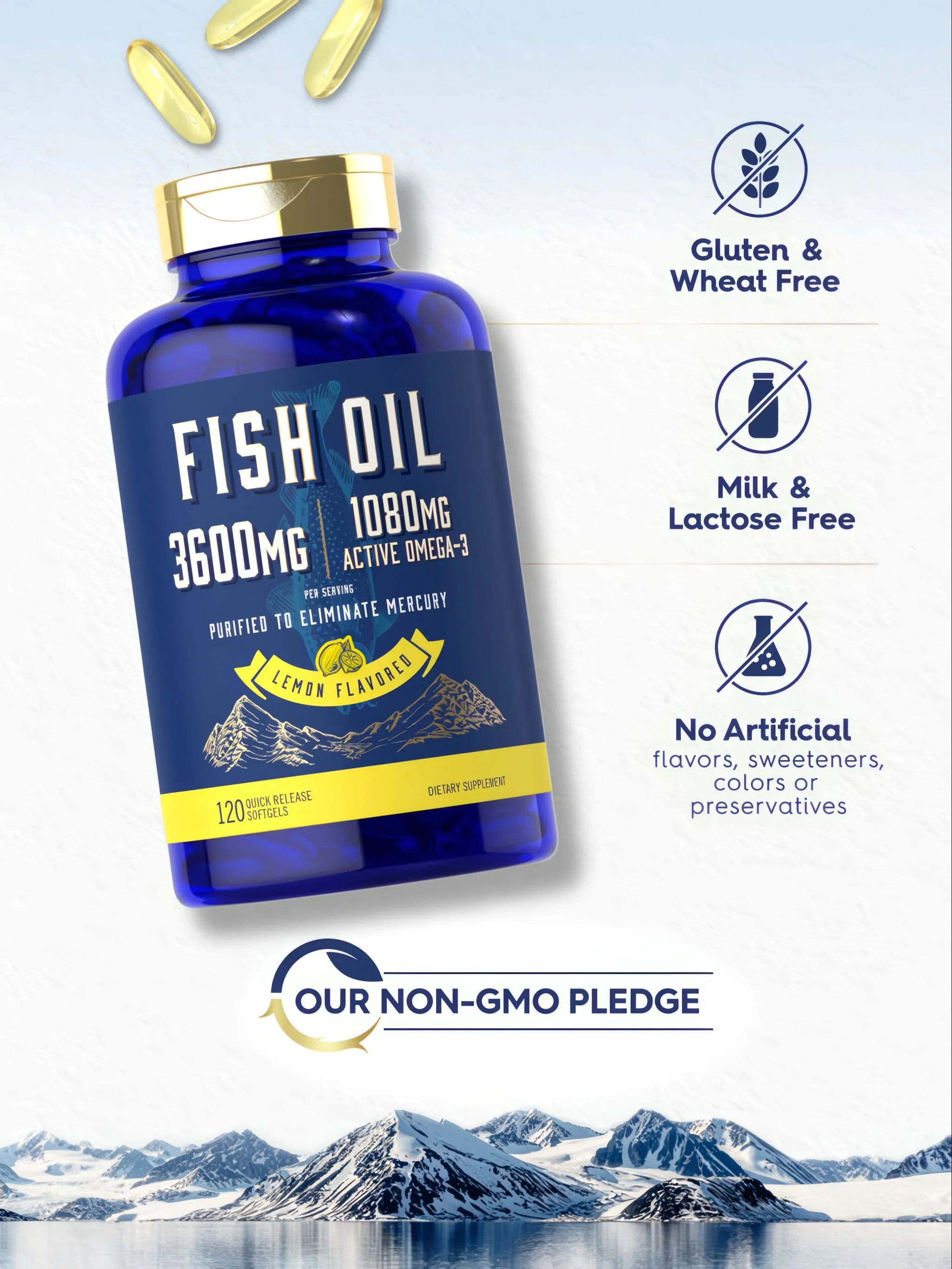 Fish Oil 3600mg with Omega-3 1080mg per serving | 120 Softgels - Image 4