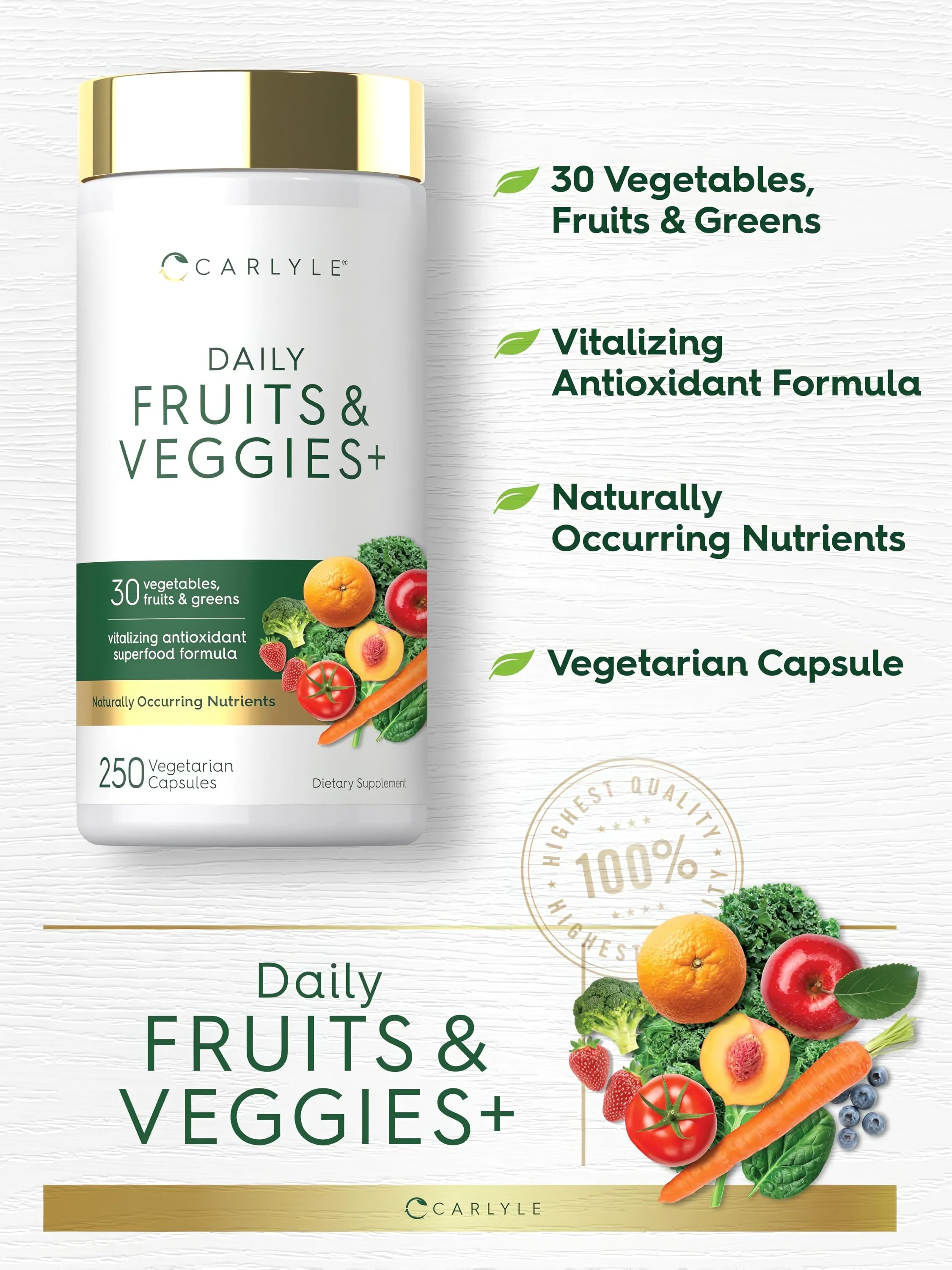 Fruits & Veggies Supplement | 250 Capsules - Image 4