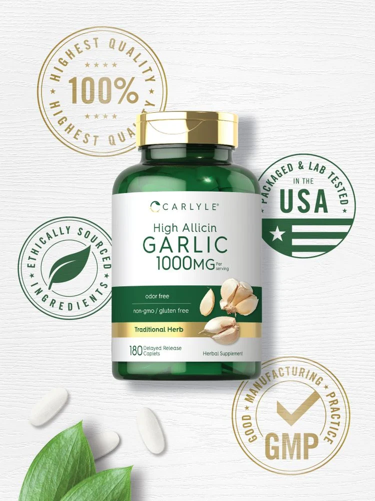 Garlic High Allicin 1000mg per serving | 180 Caplets - Image 5