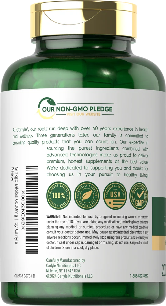 Ginkgo Biloba | 200 Capsules - Image 3
