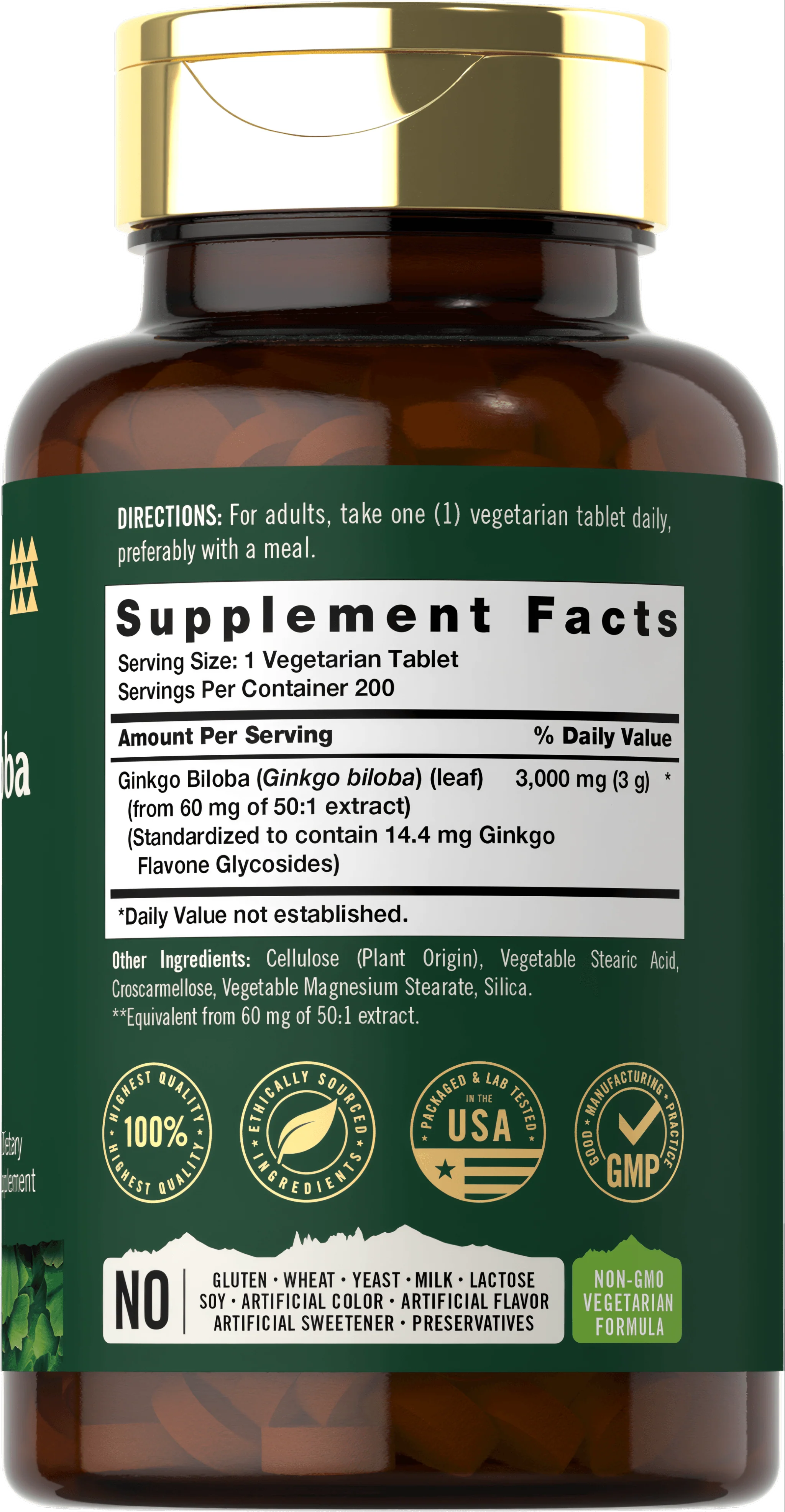 Ginkgo Biloba | 200 Tablets - Image 2