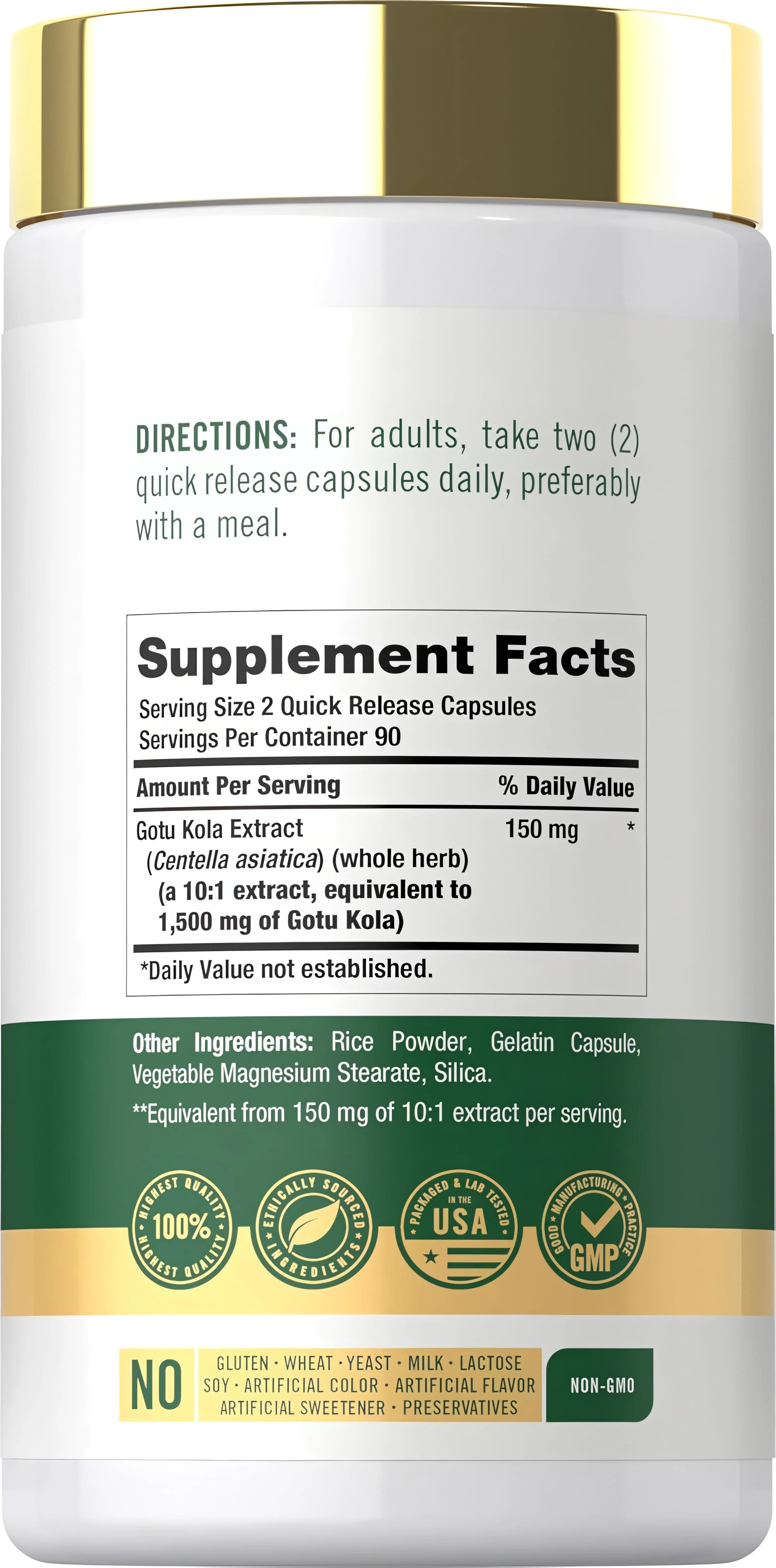 Gotu Kola | 180 Capsules - Image 2