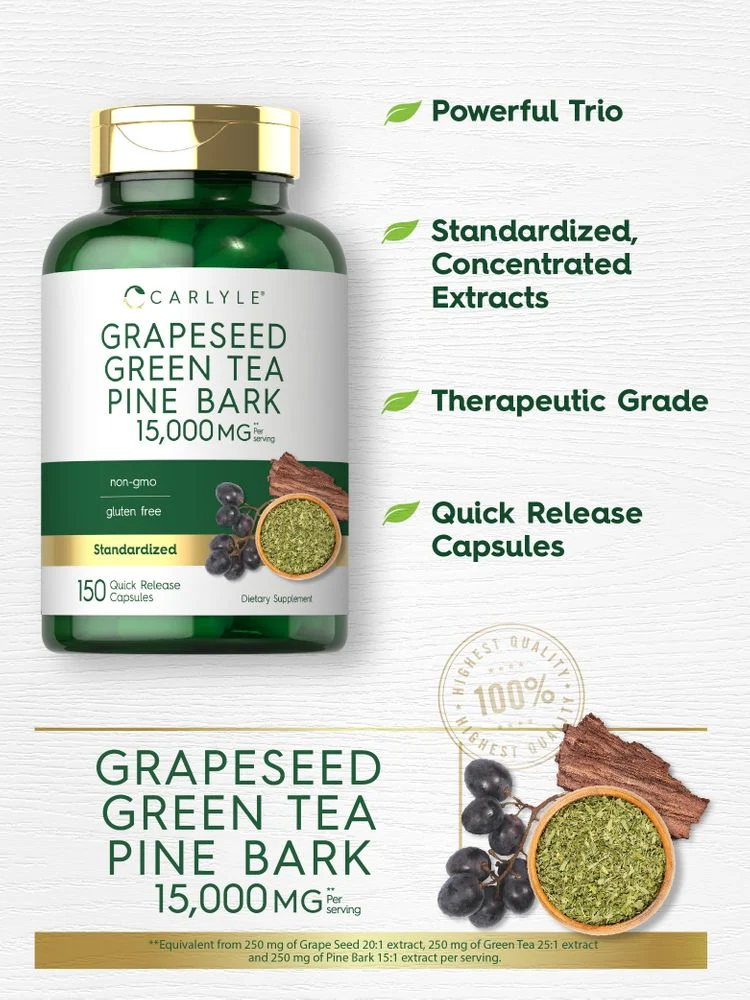 Grapeseed, Green Tea, Pine Bark | 150 Capsules - Image 3