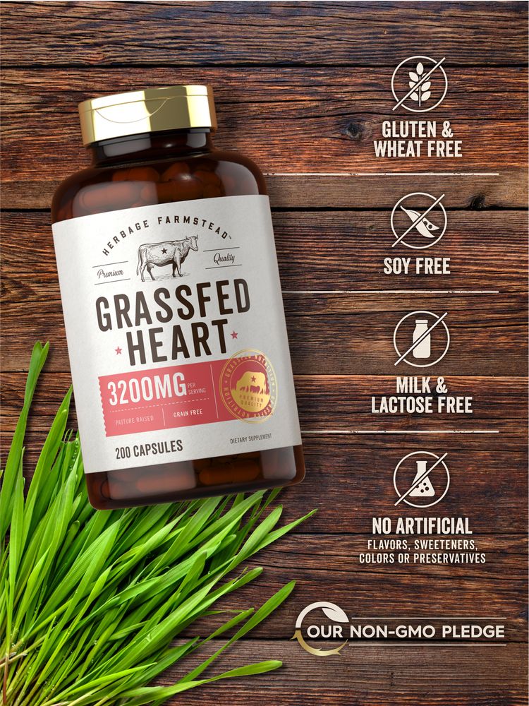 Grass Fed Beef Heart 3200mg per serving | 200 Capsules - Image 4