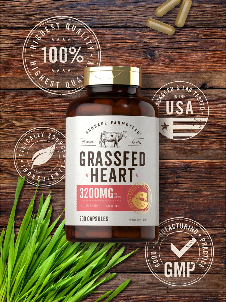 Grass Fed Beef Heart 3200mg per serving | 200 Capsules - Image 5