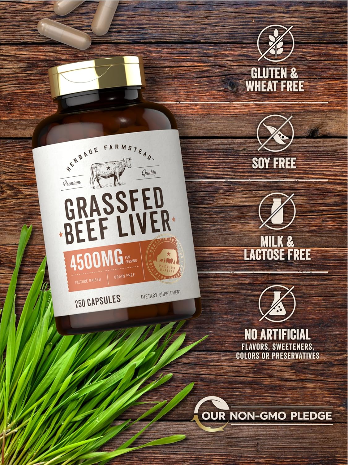Grass Fed Beef Liver 4500mg per serving | 250 Capsules - Image 5