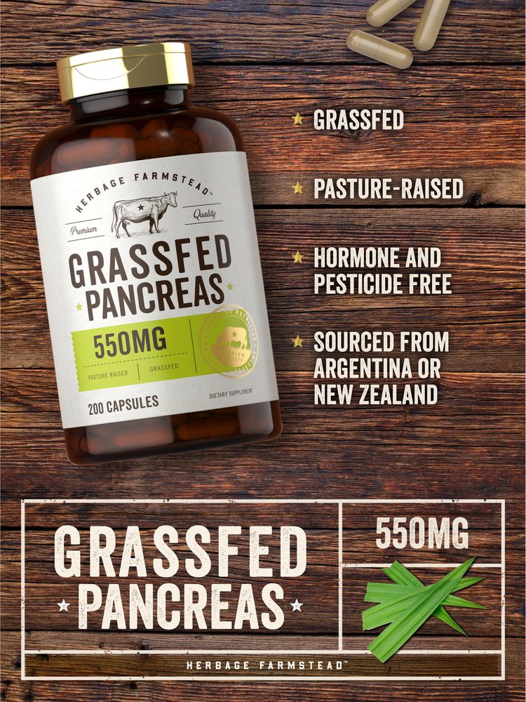 Grass Fed Beef Pancreas 550mg per serving | 200 Capsules - Image 3