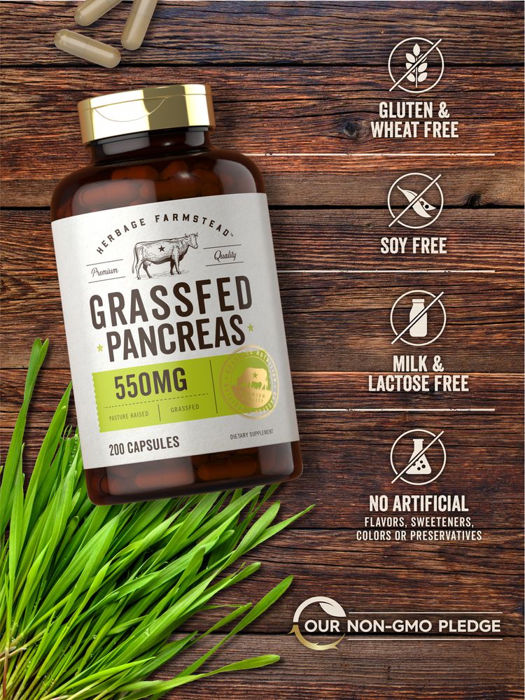 Grass Fed Beef Pancreas 550mg per serving | 200 Capsules - Image 4