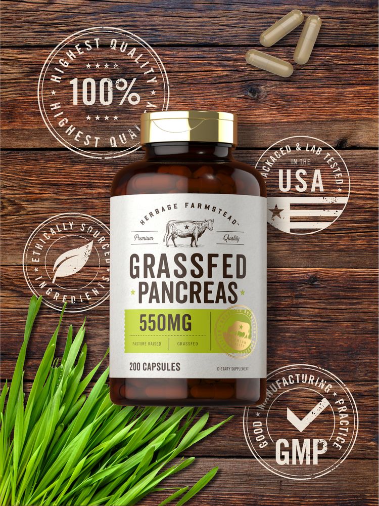 Grass Fed Beef Pancreas 550mg per serving | 200 Capsules - Image 5