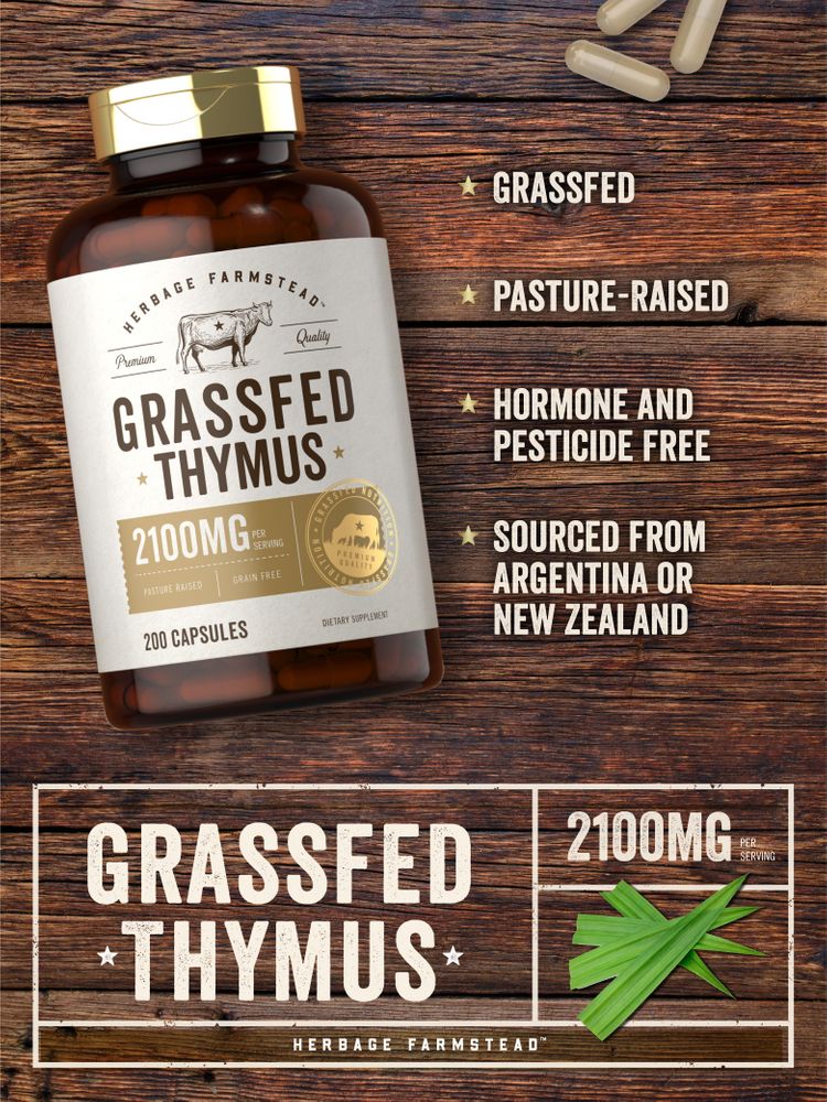Grass Fed Beef Thymus 2100mg per serving | 200 Capsules - Image 3